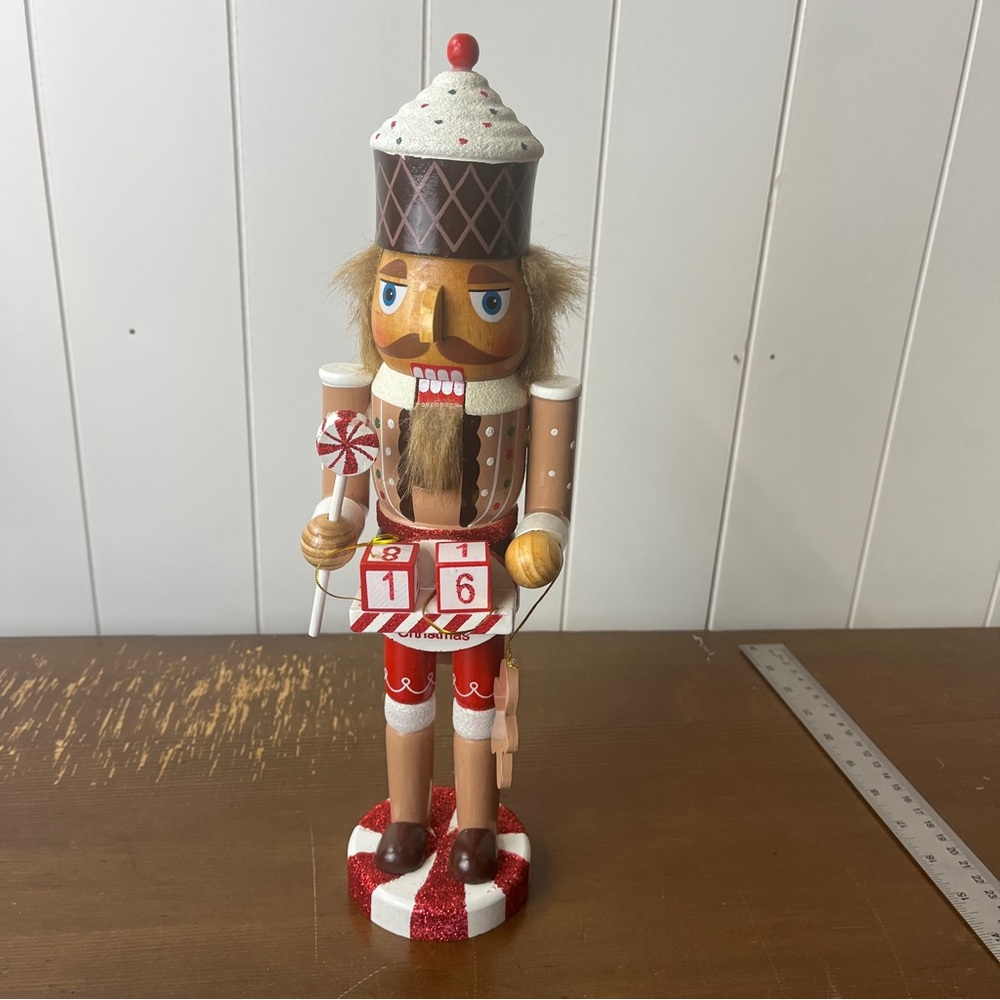 Charming Brown Nutcracker with Red and White Accents